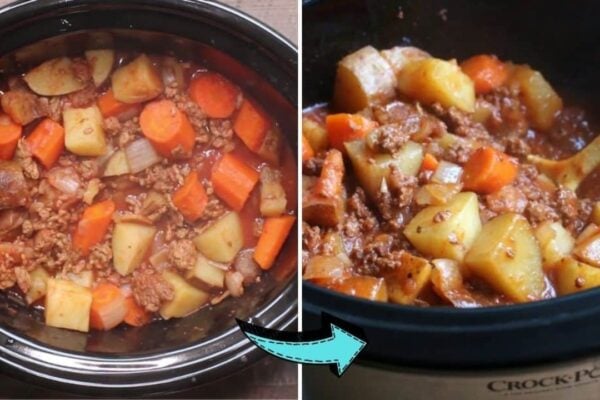 Slow Cooker Poor Man’s Stew, homemade and freshly served