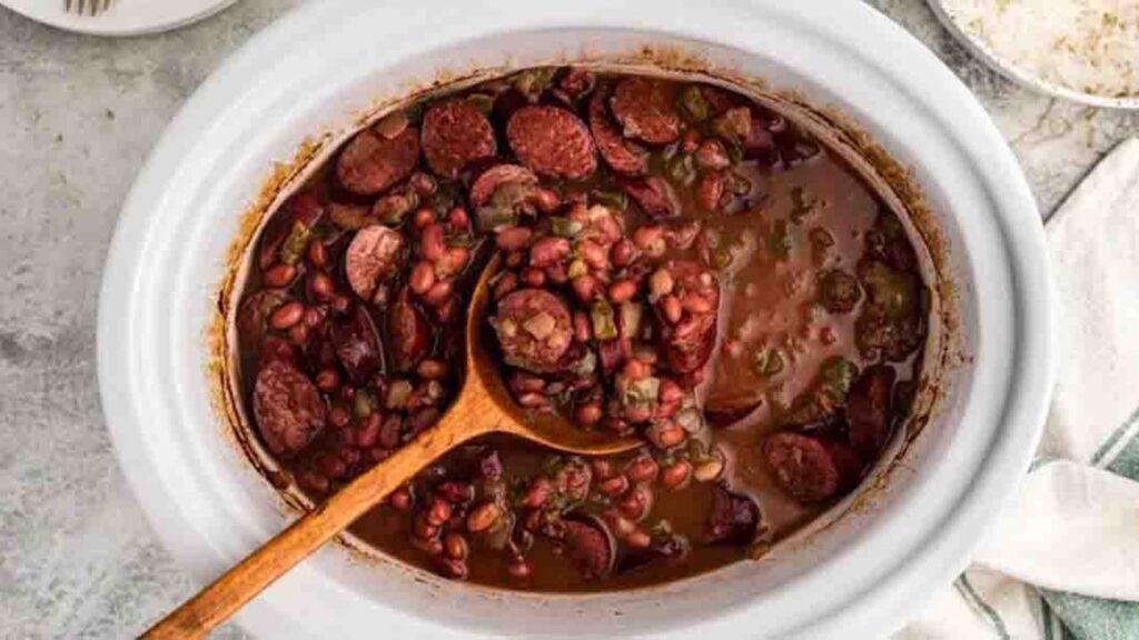 Slow Cooker Red Beans and Rice, homemade and freshly served