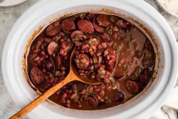 Slow Cooker Red Beans and Rice, homemade and freshly served