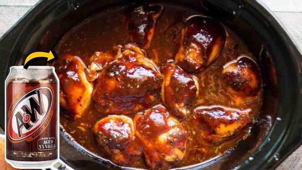 Slow Cooker Root Beer Chicken, homemade and freshly served