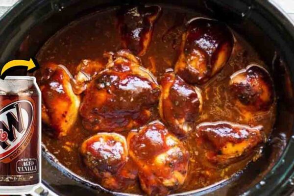 Slow Cooker Root Beer Chicken, homemade and freshly served