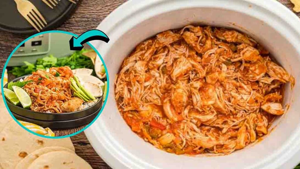 Slow Cooker Salsa Chicken, homemade and freshly served