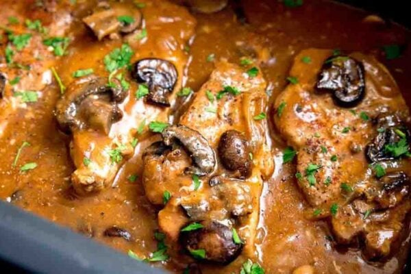Slow Cooker Smothered Pork Chops, homemade and freshly served
