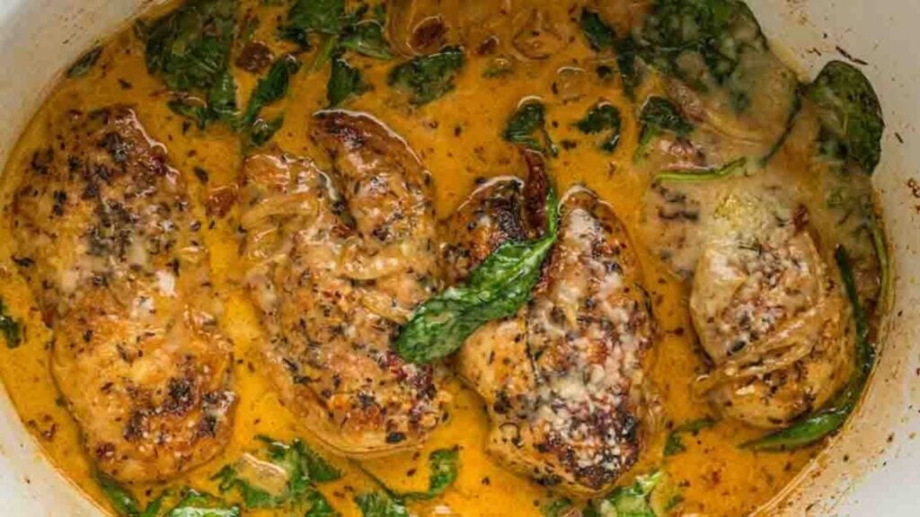 Slow Cooker Tuscan Chicken, homemade and freshly served