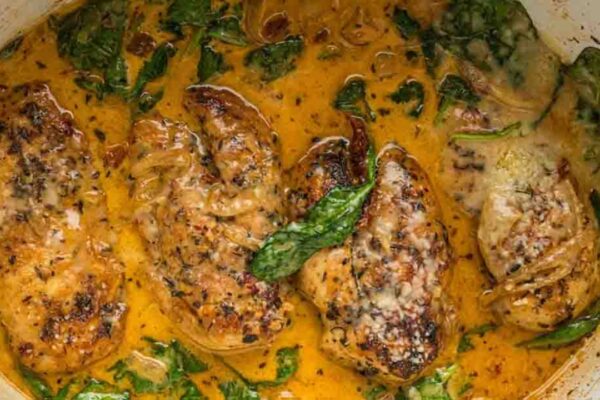 Slow Cooker Tuscan Chicken, homemade and freshly served