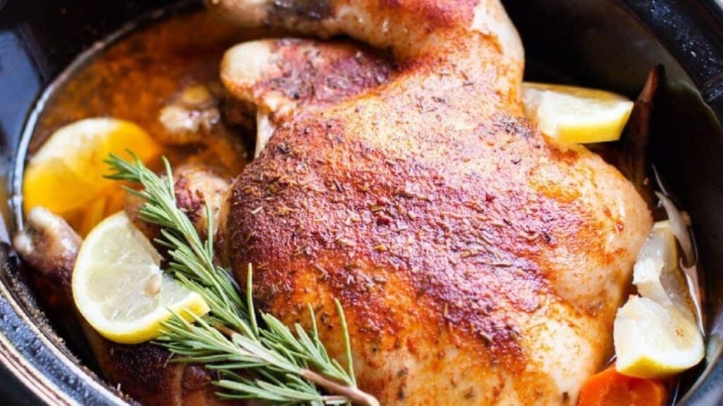 Slow Cooker Whole Chicken, homemade and freshly served