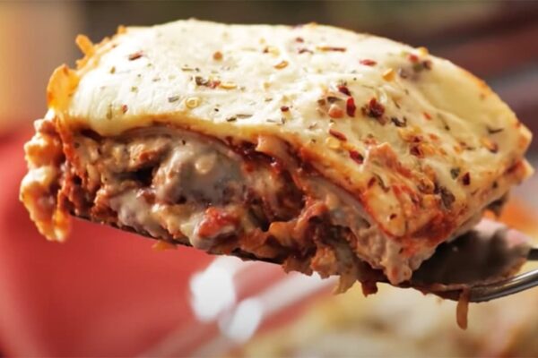 No Oven Smoky Chicken Lasagna, homemade and freshly served