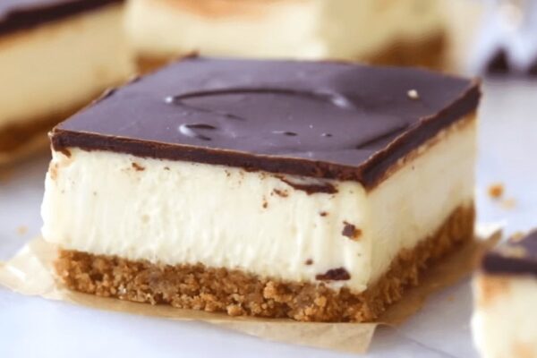 Smooth and Creamy Cheesecake Bars, homemade and freshly served