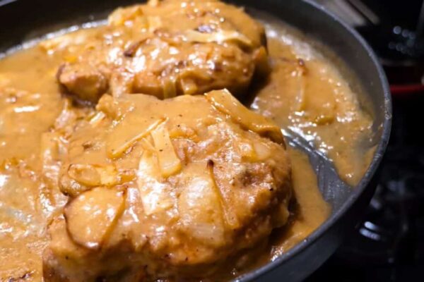 Smothered Pork Chops and Gravy, homemade and freshly served