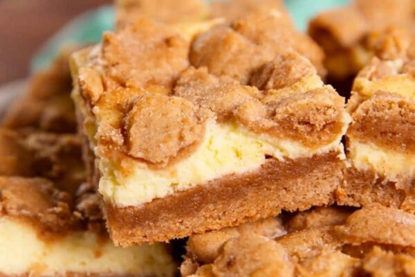 Snickerdoodle Cheesecake Bars, homemade and freshly served
