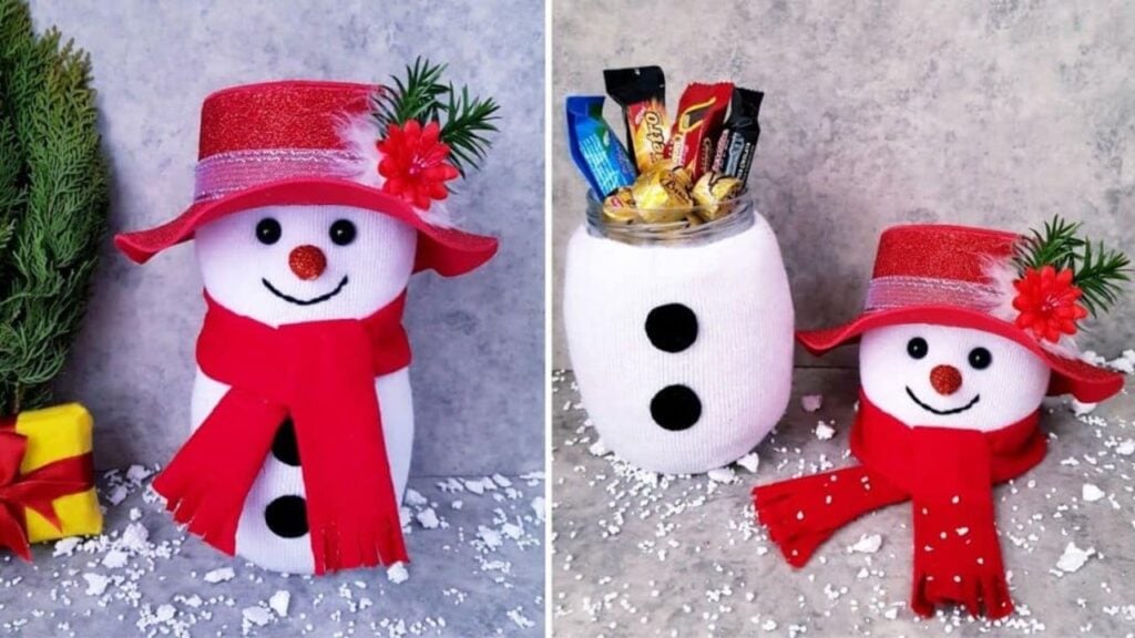 Snowman Candy Jar DIY, homemade and freshly served