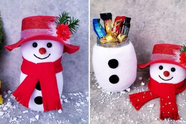 Snowman Candy Jar DIY, homemade and freshly served