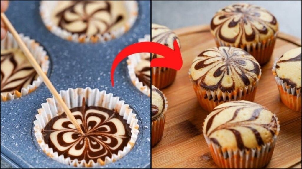 Soft and Fluffy Marble Cupcake, homemade and freshly served