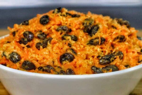 Southern Carrot Salad With Raisins, homemade and freshly served