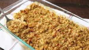 Southern Chicken and Stuffing Casserole Bake, homemade and freshly served