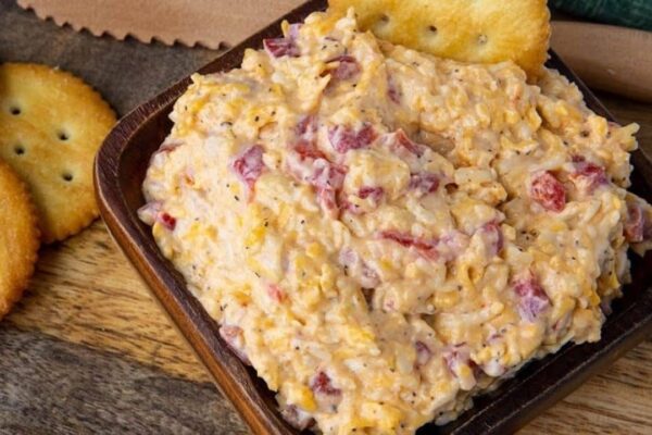Southern Creamy Pimento Cheese Dip, homemade and freshly served