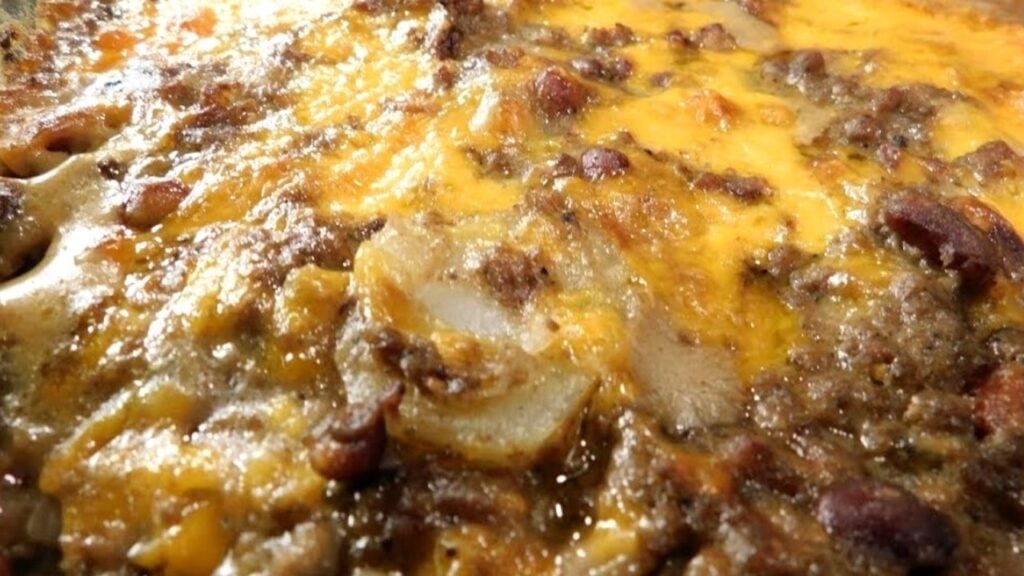 Southern Hamburger Potato Casserole, homemade and freshly served
