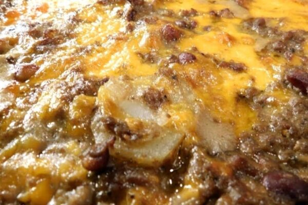 Southern Hamburger Potato Casserole, homemade and freshly served