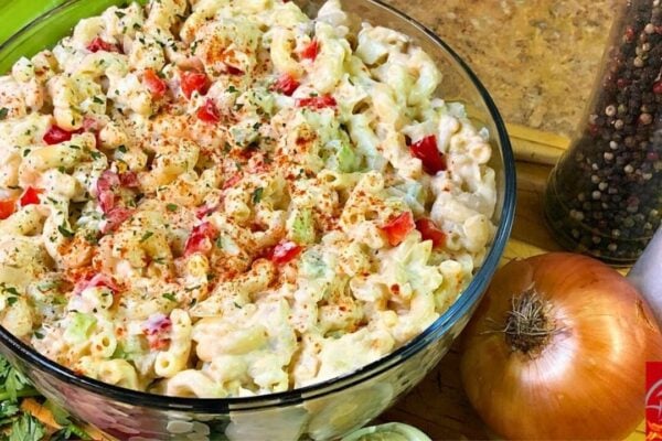 Southern Macaroni Salad, homemade and freshly served
