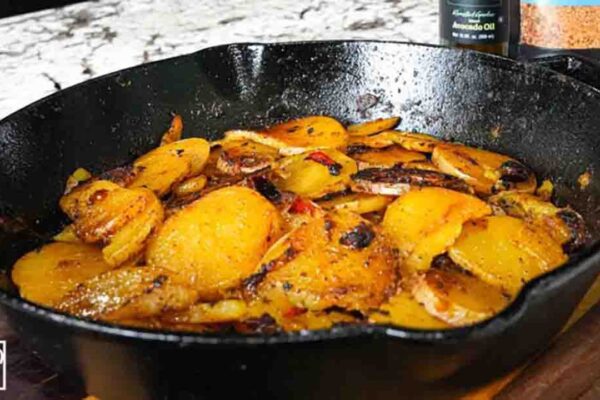 Southern Skillet Potatoes and Onions, homemade and freshly served