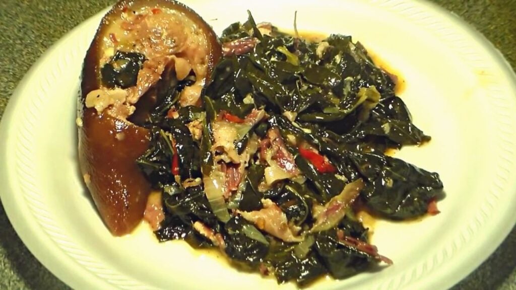 Southern-Style Collard Greens With Smoked Ham Hocks, homemade and freshly served