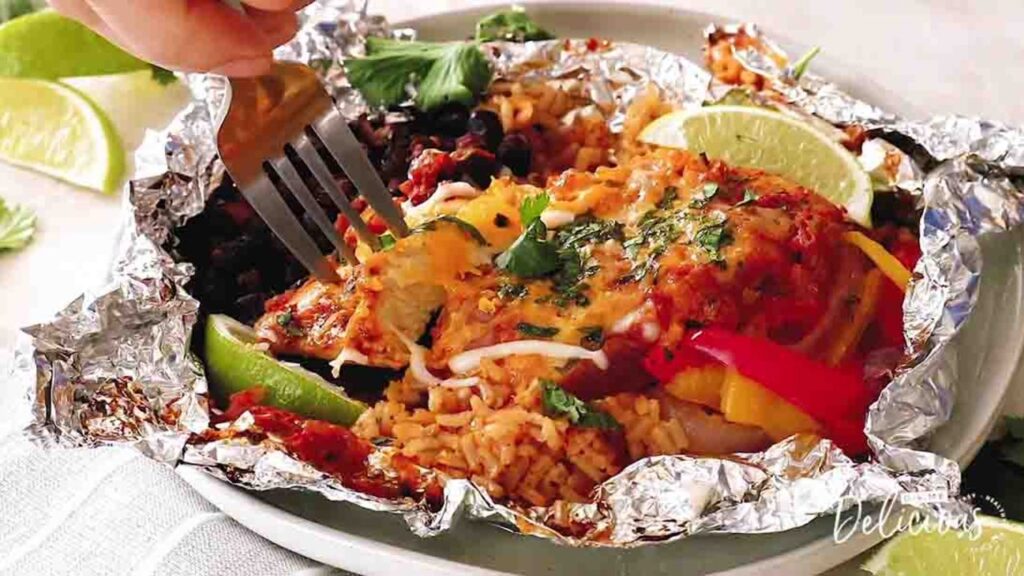 Southwestern Chicken & Rice Foil Packets, homemade and freshly served