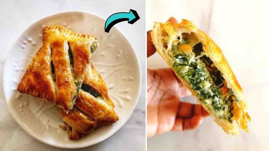 Spinach and Ricotta Puff Pastry, homemade and freshly served