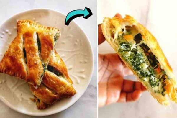 Spinach and Ricotta Puff Pastry, homemade and freshly served