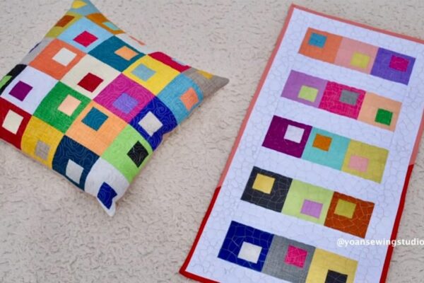 Finished Square in a Square Pillow and Table Runner Quilts, a completed DIY project