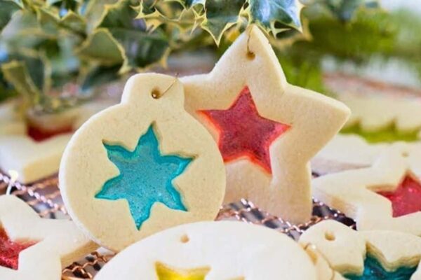 Stained Glass Christmas Cookies, homemade and freshly served