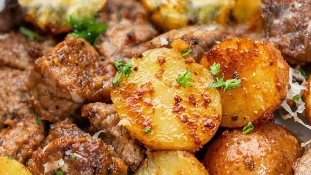 Easy Steak Bites and Potatoes, homemade and freshly served
