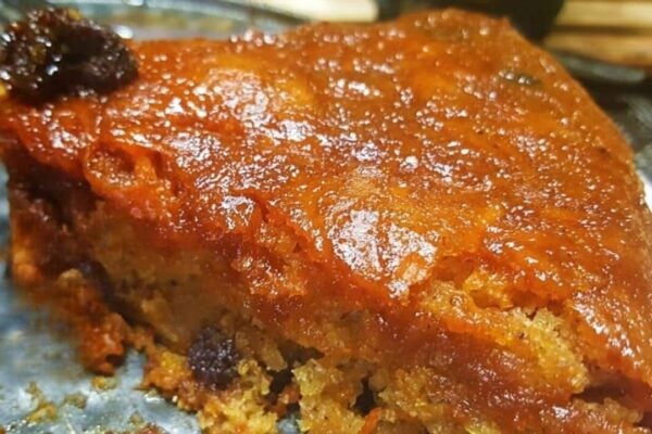 Steamed Moist Carrot Cake, homemade and freshly served