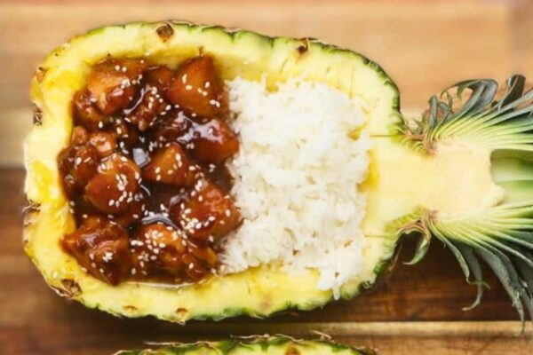 Sticky Pineapple Chicken, homemade and freshly served