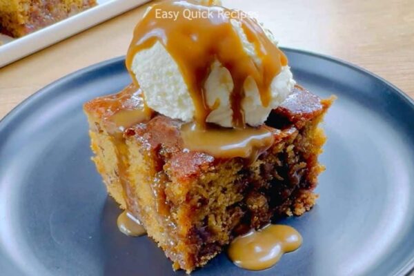 Sticky Toffee Cake, homemade and freshly served