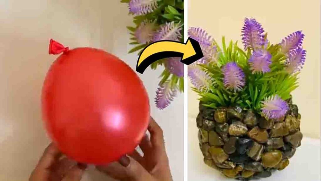 Finished DIY Stone Flower Pot, a completed DIY project