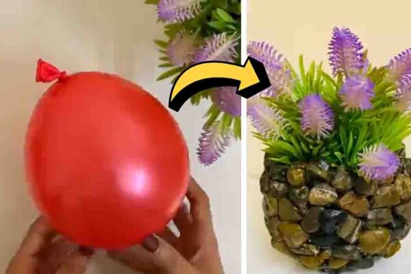 Finished DIY Stone Flower Pot, a completed DIY project