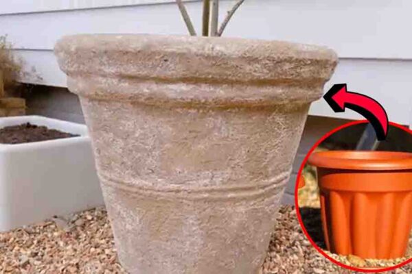 Finished DIY Stone Look Outdoor Planter, a completed DIY project
