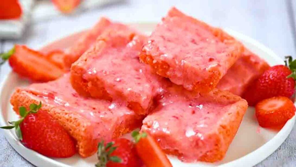 Strawberry Brownies, homemade and freshly served