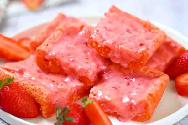 Strawberry Brownies, homemade and freshly served