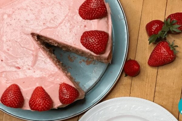 Extremely Strawberry Cake, homemade and freshly served