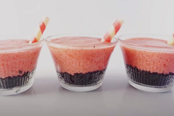 a Strawberry Mousse for Christmas, homemade and freshly served