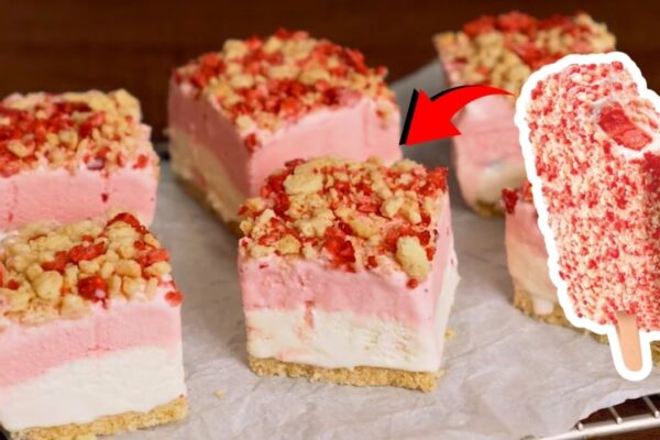Strawberry Shortcake Ice Cream Bars, homemade and freshly served