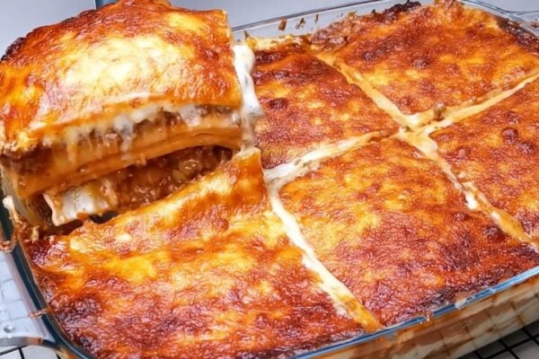 Super Cheesy and Yummy Baked Lasagna, homemade and freshly served