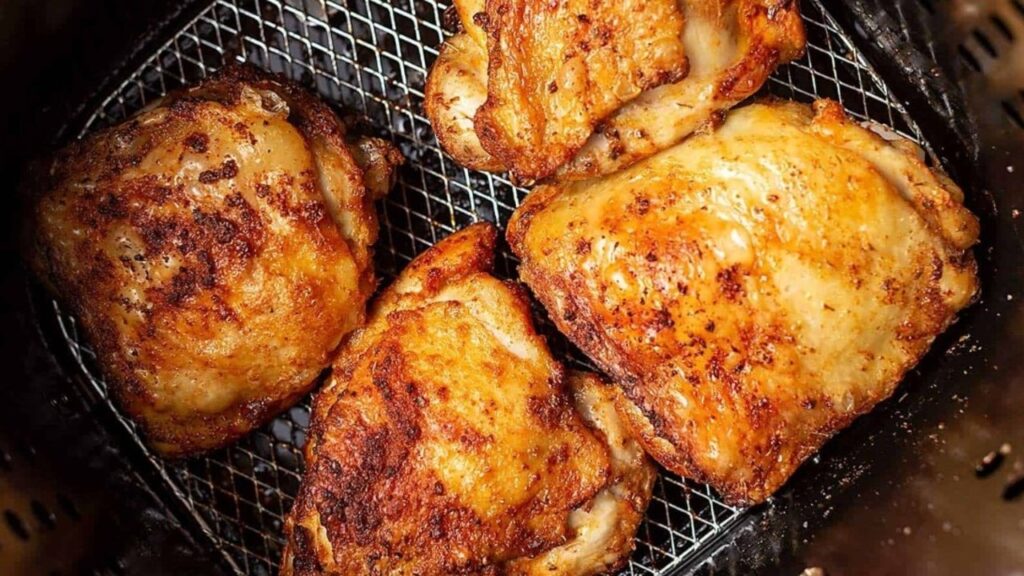 Super Crispy Air Fryer Chicken Thighs, homemade and freshly served