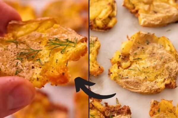 Super Crispy Smashed Potatoes, homemade and freshly served