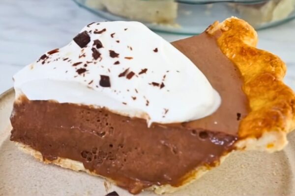 Super Easy and Rich Chocolate Silk Pie, homemade and freshly served