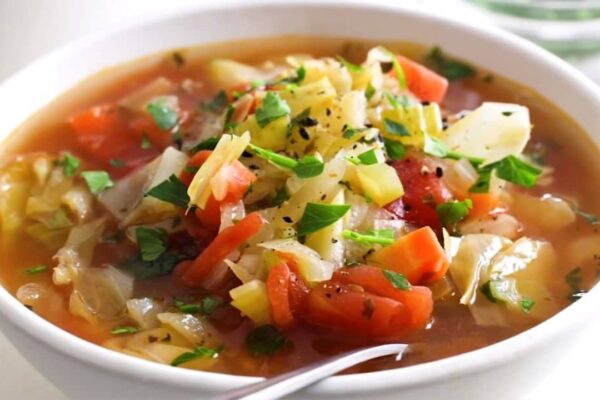 Super Easy Cabbage Soup, homemade and freshly served