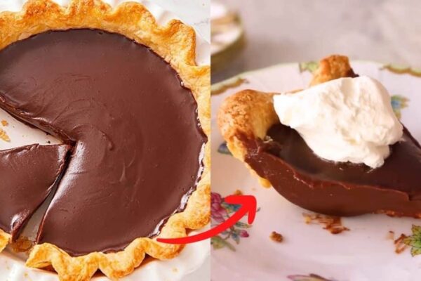 Super Easy Chocolate Pie, homemade and freshly served
