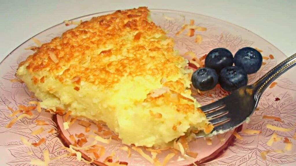 Super Easy Coconut Custard Pie, homemade and freshly served