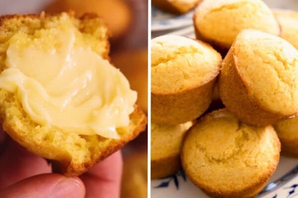 Super Easy Cornbread Muffins, homemade and freshly served